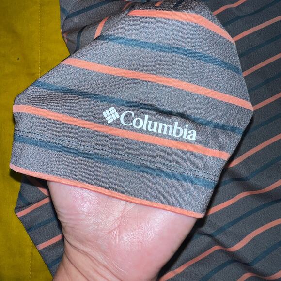 Columbia Golf Striped Short Sleeve Polo Men's Large Poly/Spandex Blend - Picture 5 of 7